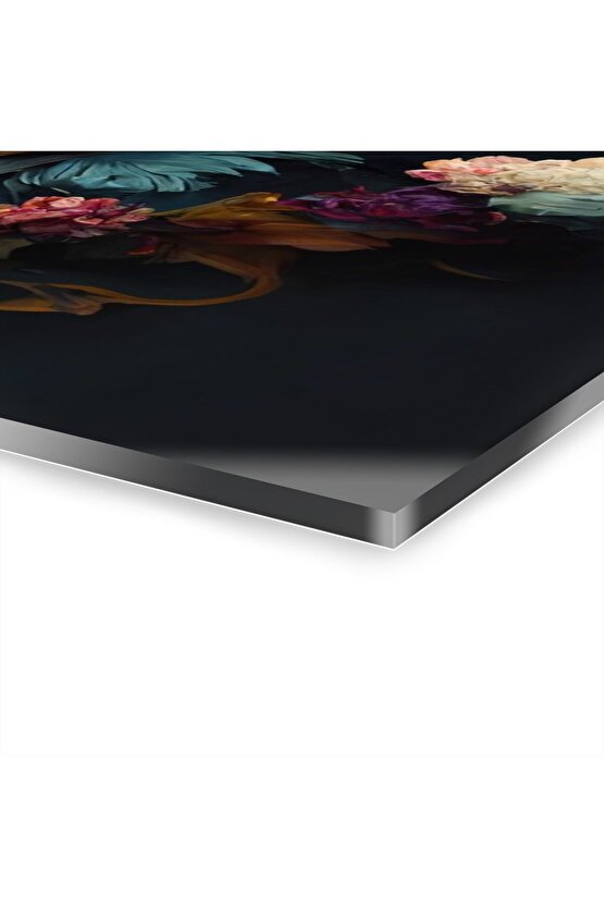 Renkli Çiçekler Cam Tablo Duvar Dekoru 5