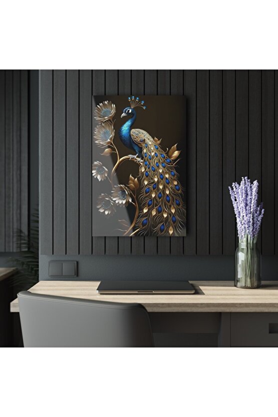 Tavus Kuşu Cam Tablo Duvar Dekoru 3