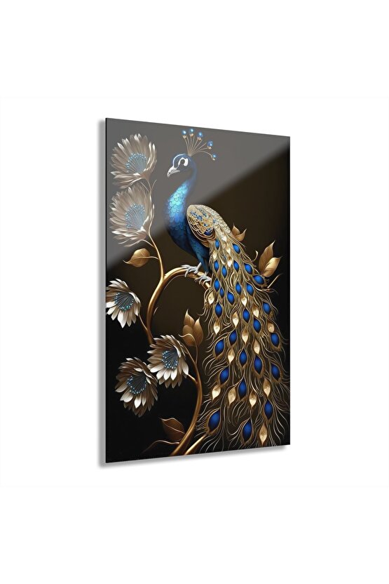 Tavus Kuşu Cam Tablo Duvar Dekoru 3