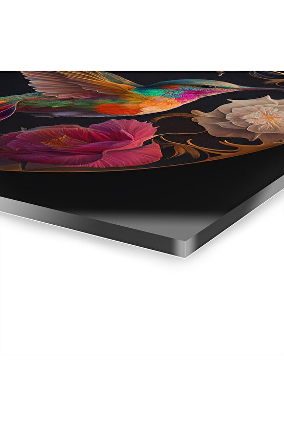 Renkli Sinek Kuşu Cam Tablo Duvar Dekoru