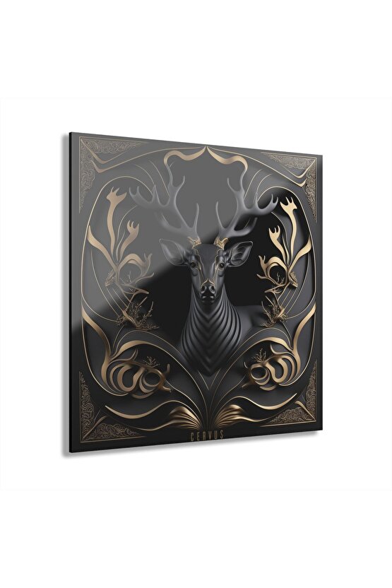 3d Geyik Cam Tablo Duvar Dekoru