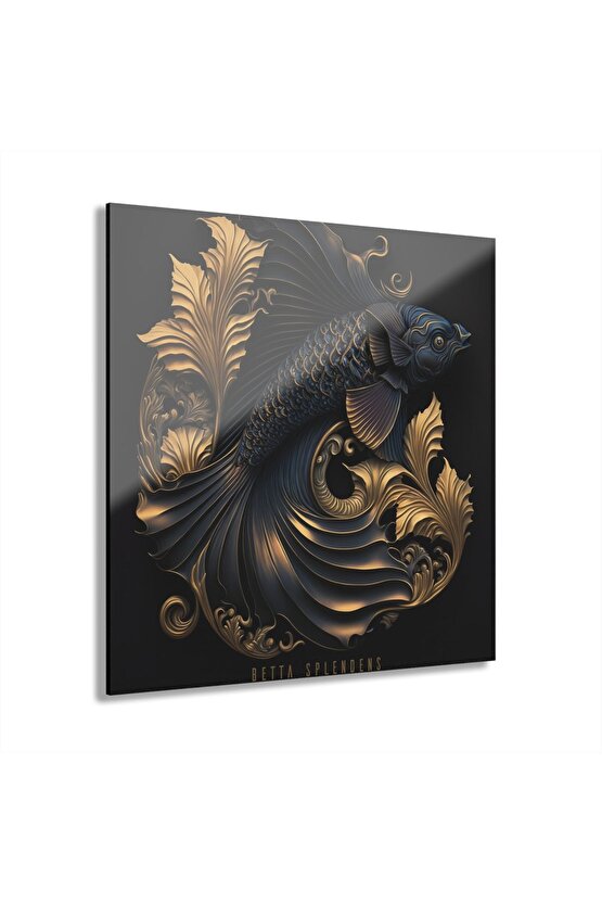 3d Balık Cam Tablo Duvar Dekoru