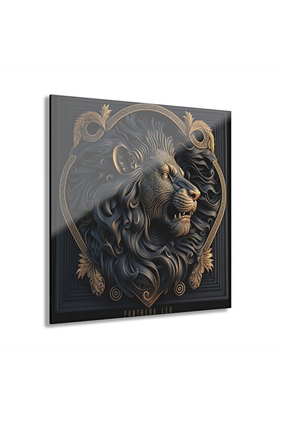 3d Aslan Cam Tablo Duvar Dekoru