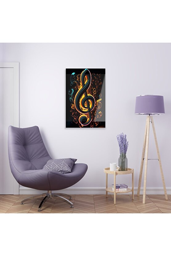 Sol Anahtarı Müzik Cam Tablo Duvar Dekoru