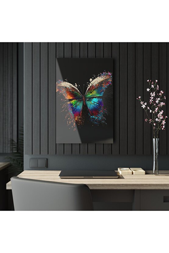 Sulu Boya Kelebek Tablo Duvar Dekoru