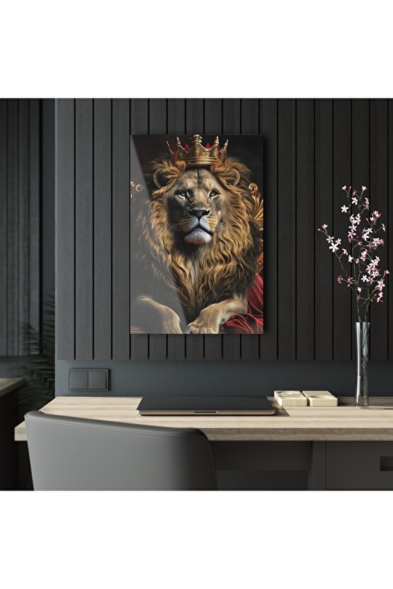 Aslan Kral Cam Tablo Duvar Dekoru
