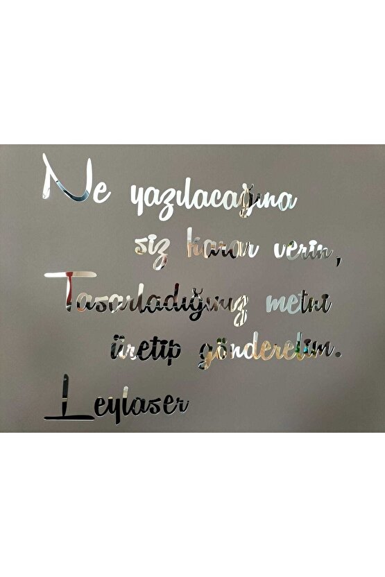 Kişiye Özel Yazı, Kendinden Yapışkanlı Aynalı Gümüş Pleksi Duvar Yazısı (HER 50 HARF IÇİN 1 ÜRÜN)