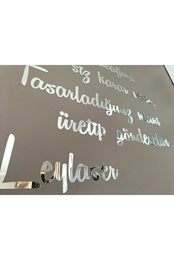 Kişiye Özel Yazı, Kendinden Yapışkanlı Aynalı Gümüş Pleksi Duvar Yazısı (HER 50 HARF IÇİN 1 ÜRÜN)