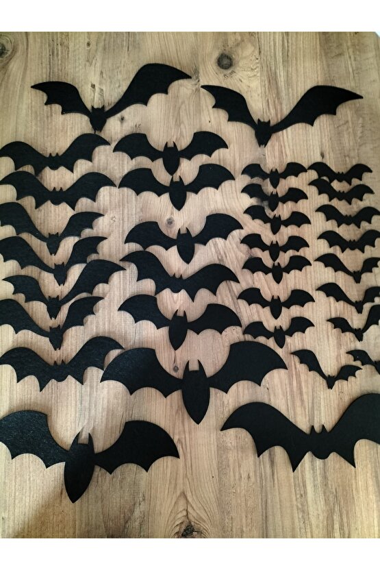 Cadılar Bayramı Halloween 3 Mm Kalın Siyah Keçe Yarasa 36 Adet