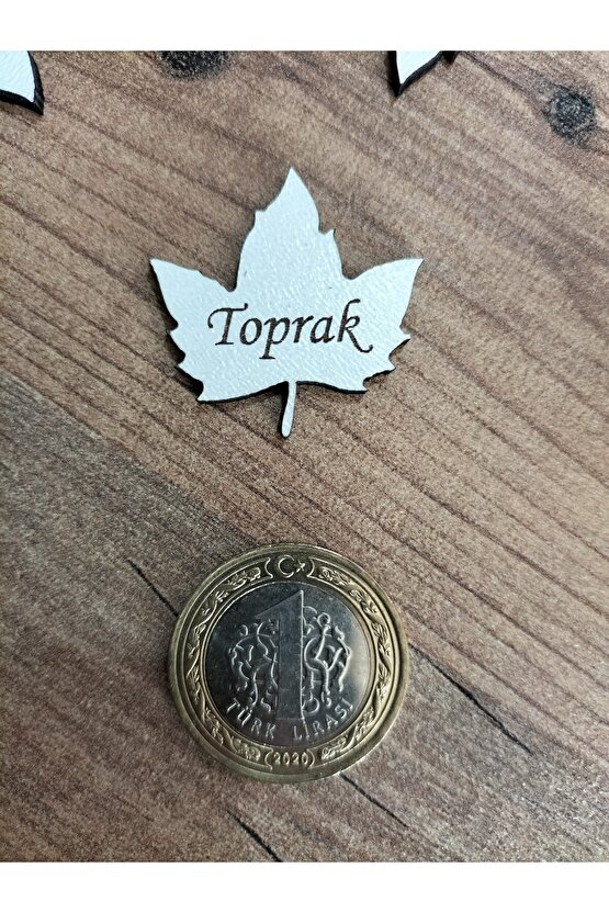 3x3 Cm Beyaz Ahşap Lazer Kesim Yaprak Figürlü Etiket Isimlik 50 Adet