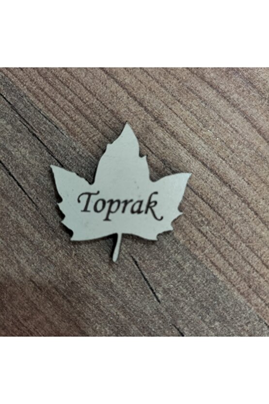 3x3 Cm Krem Ahşap Lazer Kesim Yaprak Figürlü Isimlik 50 Adet