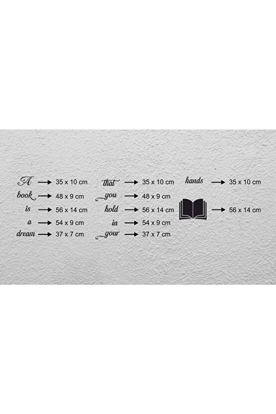 120*60 Cm A Book Is A Dream That You Hold In Your Hand Ahşap Duvar Yazısı