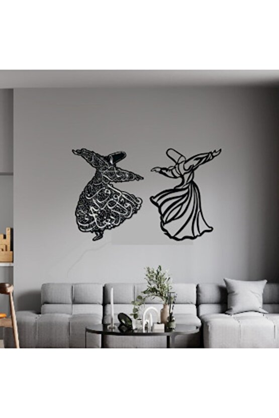 Ikili Semazebler 3mm Ahşap Tablo 60*90 Cm Duvar Dekoru