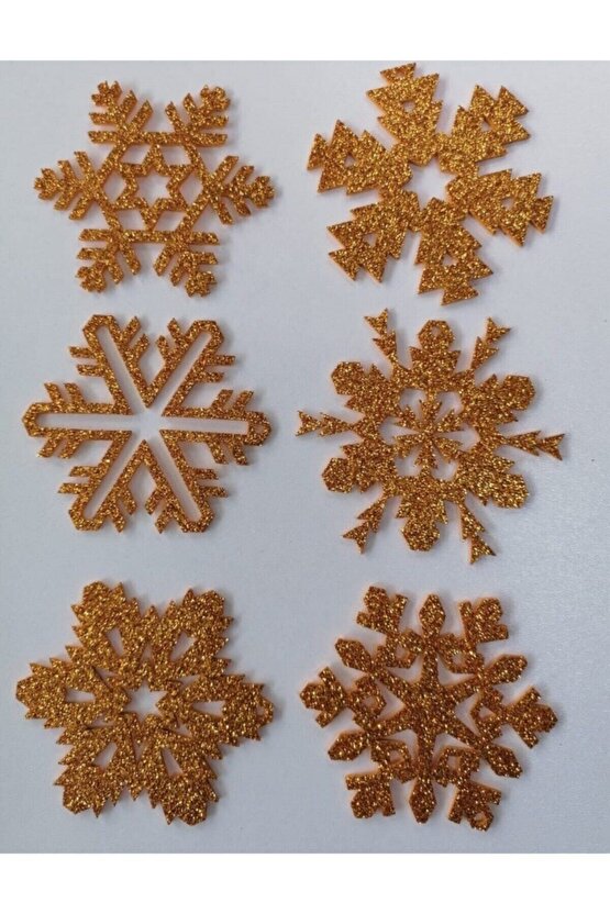 Gold Kar Tanesi Simli Eva Ağaç Ve Hediye Süsü 8x8cm 6 Lı