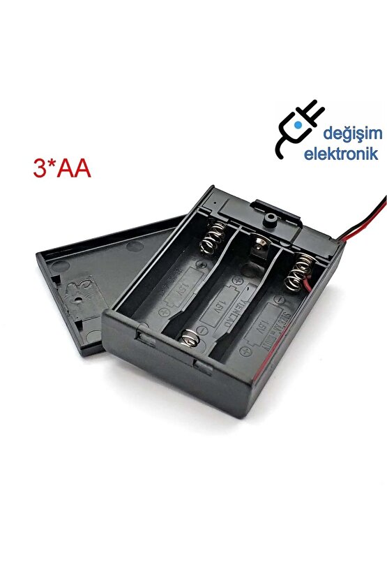 Aa Üçlü Kalem Pil Kutusu Kapaklı 2 Adet