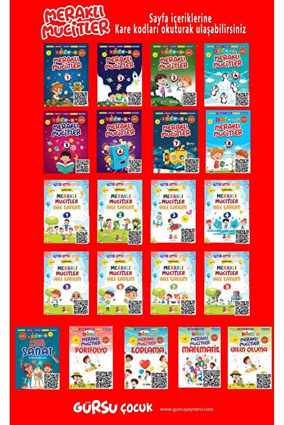 MERAKLI MUCİTLER-ANASINIFI-48 AY- Okul Öncesi ve Değerler Eğitim Akıl Küpü Seti 12 Kitap-GÜRSU ÇOCUK