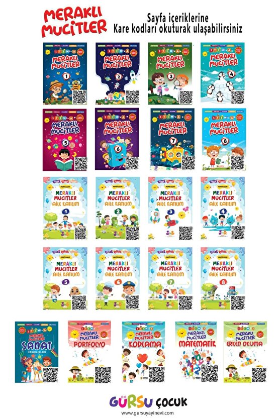 MERAKLI MUCİTLER-ANASINIFI-48 AY- Okul Öncesi ve Değerler Eğitim Akıl Küpü Seti 12 Kitap-GÜRSU ÇOCUK