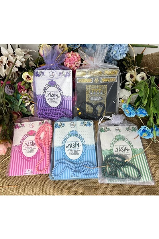 Tül Keseli Yasin Cüzü Kitabı 50li Karışık Renk Tesbihli Sesli Dinleme Özellikli Doğum Mevlüt Hediye
