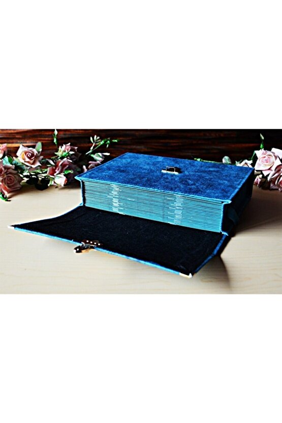 Hatim Cüzü Hatim Seti 30 Cüzü Rahle Boy 20x28 Petrol Nubuk Çantalı Kadife Kuranı Kerim Sesli Dinleme