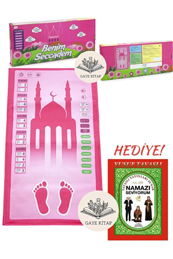 Benim Seccadem Çocuklar İçin 7 Dilde Sesli Konuşan Namaz Kıldıran Seccade Pembe (HEDİYELİ!)