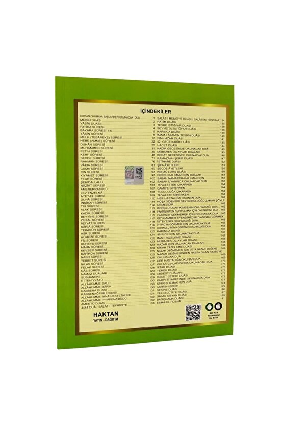 Yeşil Renk Orta Boy Yasini Şerif 192 Sayfa