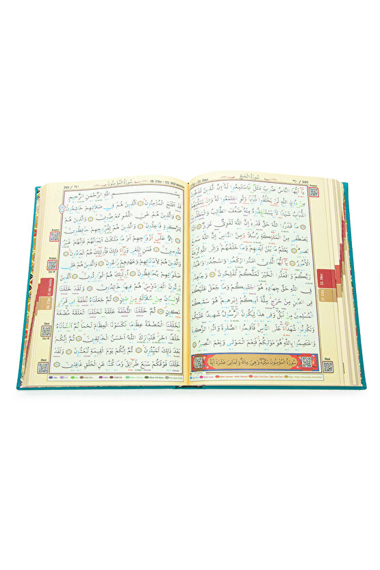 Termoderi Ciltli Satır Altı Tecvidli Kuranı Kerim - Bilgisayar Hatlı - Orta Boy -  Turkuaz Renk - Se