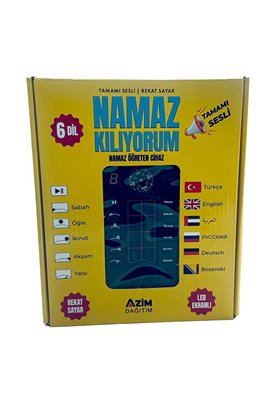 Namaz Kılıyorum - Sesli Namaz Öğreten Pusulalı Cihaz - 6 Dil Destekli - Led Rekat Sayar