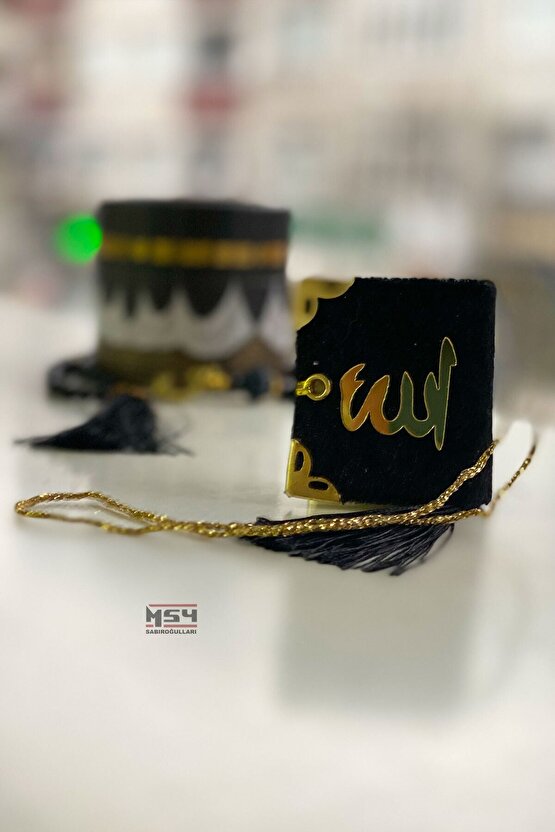 10 Adet Kabe Desenli Siyah Mini Kutu Tesbih Seti Hediyelik