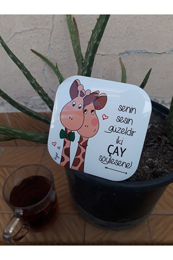 10x10 Cm Damla Kaplamalı Metal Bardak Altı Seti 4lü