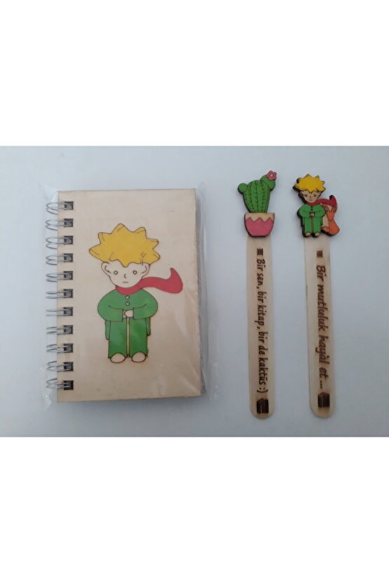 Hediyeli Ahşap Defter Ve Kitap Ayracı Seti