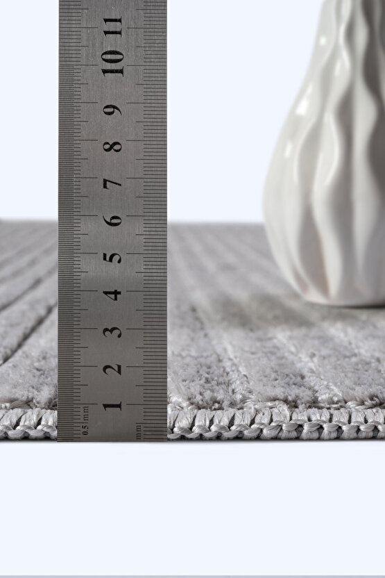 Yalın Microfiber Bukle Dokuma Halı Antre Hol Kesme Halı Yolluk 5771 Gri