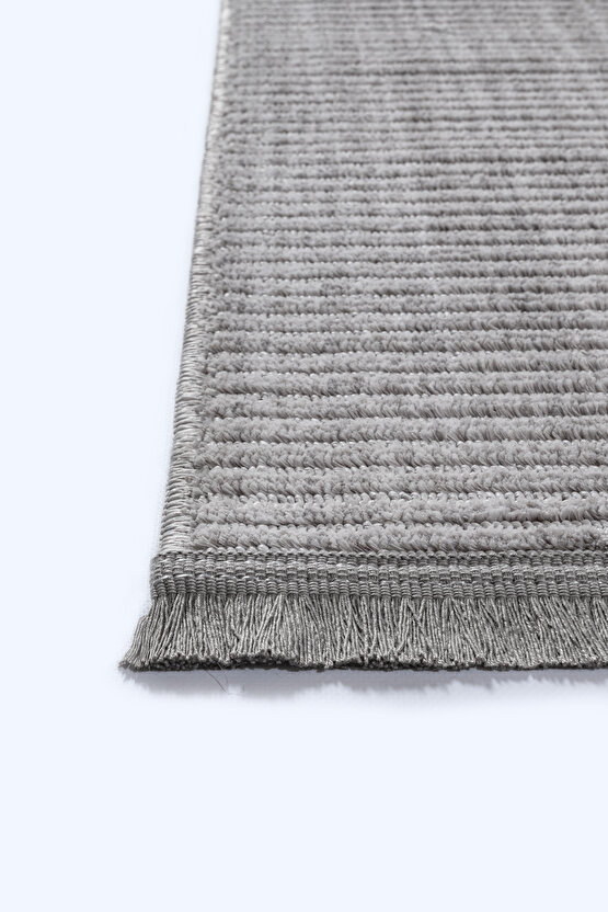 Yalın Microfiber Bukle Dokuma Halı Antre Hol Kesme Halı Yolluk 5771 Gri