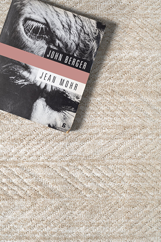 Yalın Modern Dokuma Halı Kaymaz Tabanlı Yıkanabilir Salon ve Oturma Odası Halısı 5577 Bej