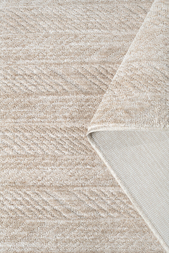Yalın Modern Dokuma Halı Kaymaz Tabanlı Yıkanabilir Salon ve Oturma Odası Halısı 5577 Bej