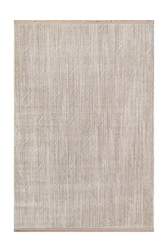 Yalın Modern Dokuma Halı Kaymaz Tabanlı Yıkanabilir Salon ve Oturma Odası Halısı 5577 Bej