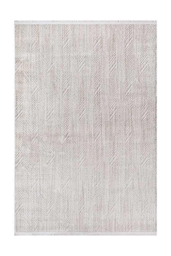 Yalın Modern Dokuma Halı Kaymaz Tabanlı Yıkanabilir Salon ve Oturma Odası Halısı 5577 Krem