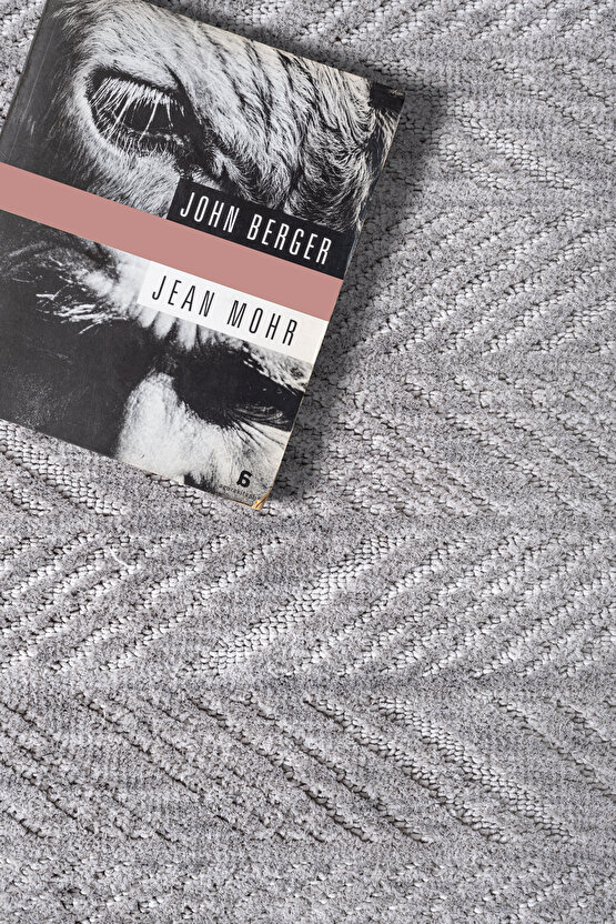 Yalın Modern Dokuma Halı Kaymaz Tabanlı Yıkanabilir Salon ve Oturma Odası Halısı 5577 Gri