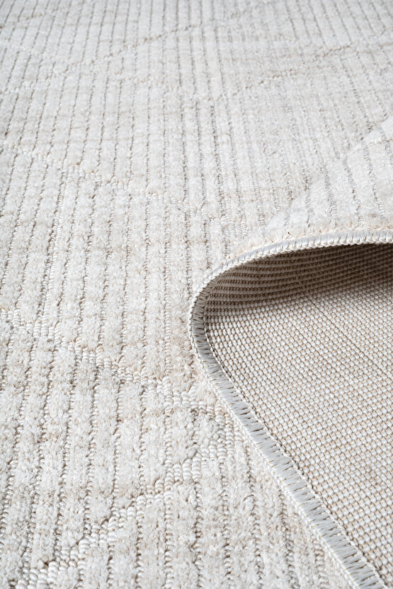 Yalın Bukle Salon Halısı Hav Vermez Mutfak Halısı Çocuk Odası Halısı Koridor 5579 KREM