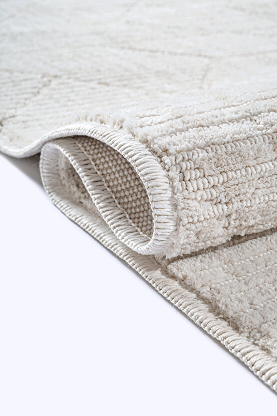 Yalın Bukle Salon Halısı Hav Vermez Mutfak Halısı Çocuk Odası Halısı Koridor 5579 KREM