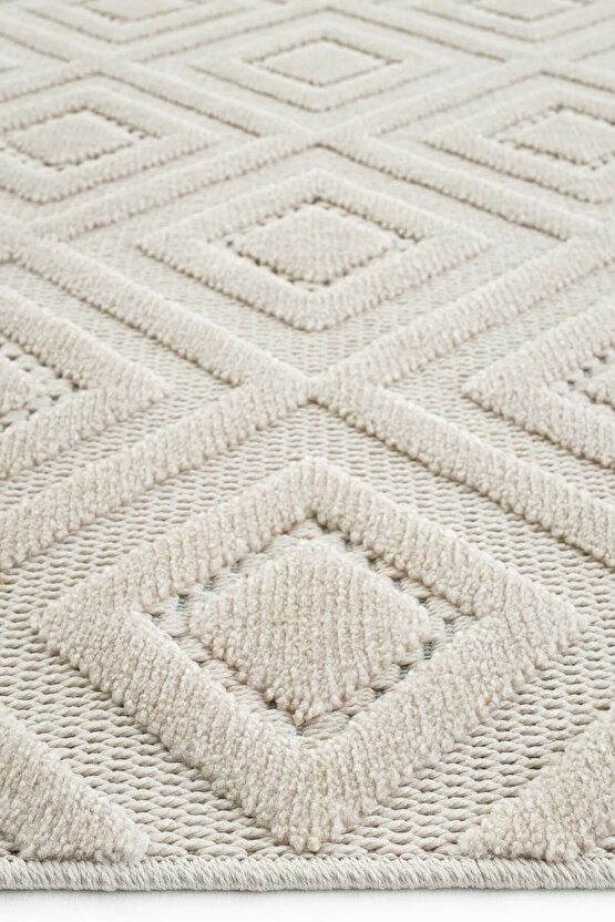 Dizayn Kaymaz Taban Koridor Halısı Kesme Yolluk Mutfak Halısı Modern Salon Halısı 1089 BEJ