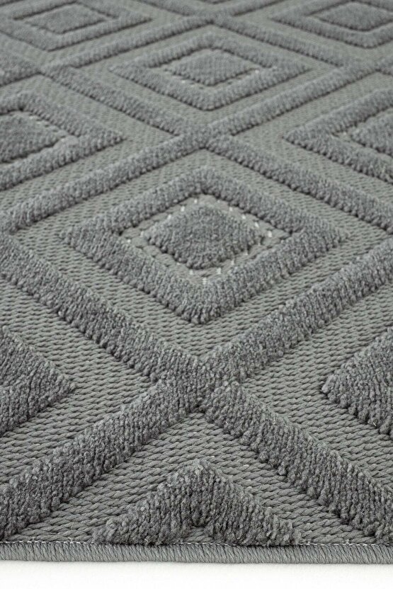 Dizayn Kaymaz Taban Koridor Halısı Kesme Yolluk Mutfak Halısı Modern Salon Halısı 1089 ANTRASİT