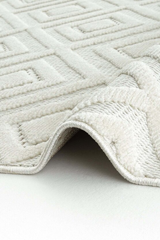 Dizayn Kaymaz Taban Koridor Halısı Kesme Yolluk Mutfak Halısı Modern Salon Halısı 1089 KREM