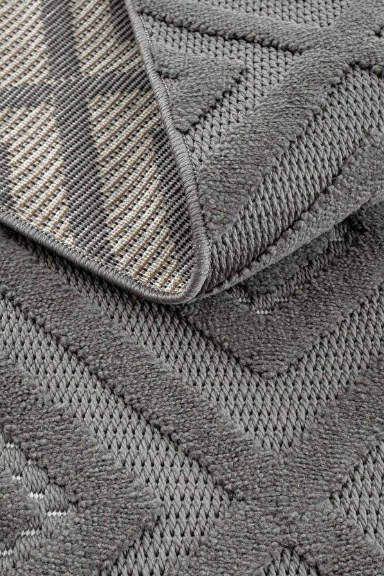 Dizayn Kaymaz Taban Koridor Halısı Kesme Yolluk Mutfak Halısı Modern Salon Halısı 1089 ANTRASİT