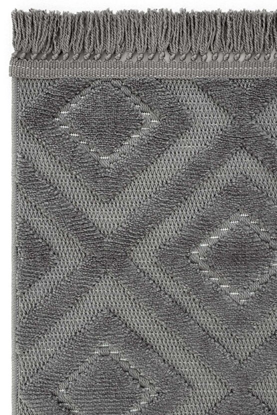 Dizayn Kaymaz Taban Koridor Halısı Kesme Yolluk Mutfak Halısı Modern Salon Halısı 1089 ANTRASİT