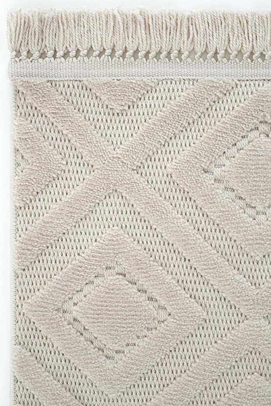 Dizayn Kaymaz Taban Koridor Halısı Kesme Yolluk Mutfak Halısı Modern Salon Halısı 1089 BEJ