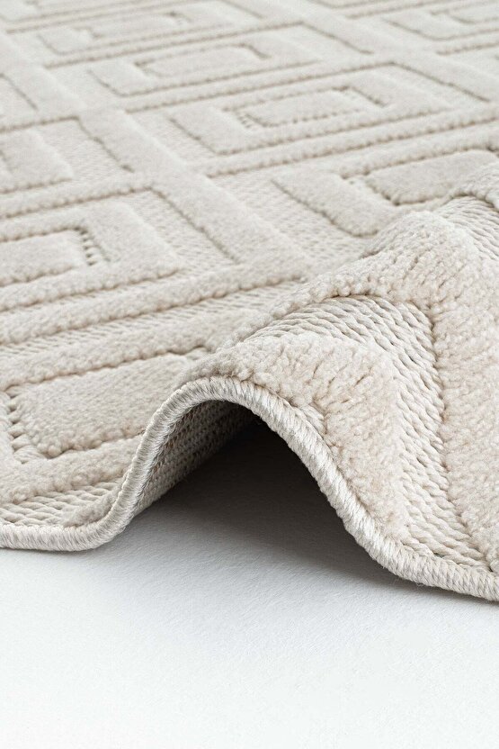 Dizayn Kaymaz Taban Koridor Halısı Kesme Yolluk Mutfak Halısı Modern Salon Halısı 1089 BEJ