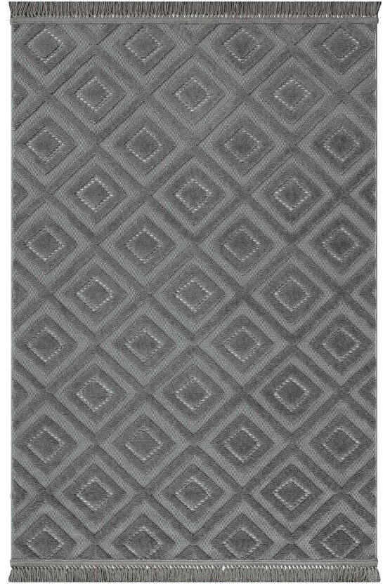 Dizayn Kaymaz Taban Koridor Halısı Kesme Yolluk Mutfak Halısı Modern Salon Halısı 1089 ANTRASİT