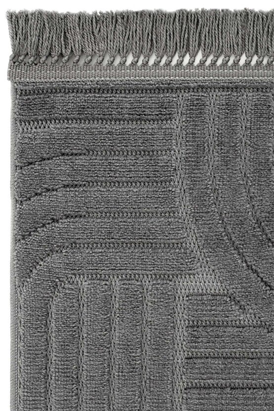 Dizayn Kaymaz Taban Koridor Halısı Kesme Yolluk Mutfak Halısı Modern Salon Halısı 1090 ANTRASİT