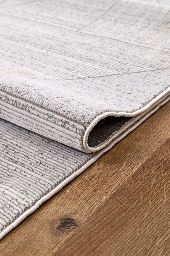 Bambu Saten Halı Kilim Salon Mutfak Koridor Yolluk Dokuma Makine Halısı Petra 4 Gri