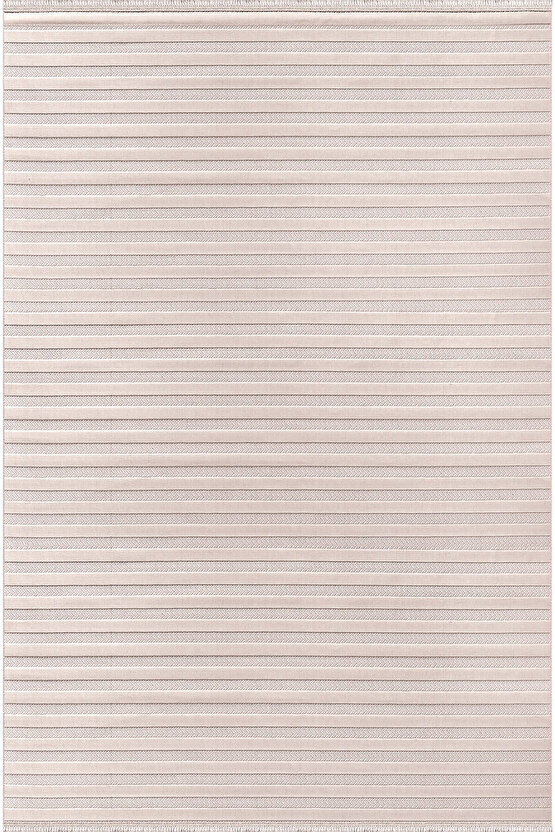 Kadife Bambu Dokuma Modern Kaymaz Salon Halısı Mutfak Halısı Koridor Halısı Yolluk Çizgi Bej